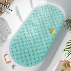 Alfombrilla <span class=keywords><strong>de</strong></span> Bañera Transparente YIJU, Antideslizante, con Burbujas, Ovalada, con Patrón Sólido, con Ventosas y Orificio <span class=keywords><strong>de</strong></span> Drenaje - Product Image 3