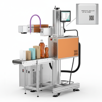 Machine de marquage laser CO2 en ligne pour bouteilles PET, formats DXF/PLT/DWG, haute puissance 5W-100W, pour matériaux métalliques et non métalliques, code de date