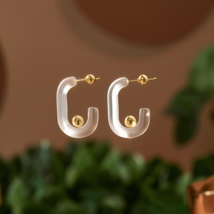 Pendientes de Aro Acrílicos PND202404-670, Chapados en Oro, Acero Inoxidable 316L, Joyería de Moda Sostenible y Resistente - Product Image 3
