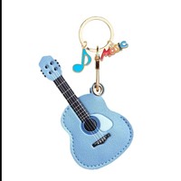 Porte-clés support de guitare, étui mignon en cuir PU pour AirTag avec breloque note de musique, compatible avec le suivi de téléphone et la carte d'accès