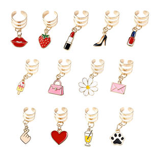 Anel de Metal para Trança com Pingente de Esmalte Macio, Estilo Feminino e Delicado, Acessório para Cabelo Dreadlock e Tranças, Decoração para Penteados Diários e de Festa, Presente - Product Image 1