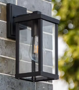 Zeal Lighting Lámpara de pared exterior decoración aluminio negro y vidrio E26 lámpara de pared impermeable - Product Image 4