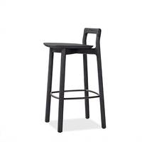 Vente en gros Tabouret de bar moderne de luxe en bois Chaises de bar en bois massif et acier avec dossier