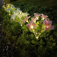 Lampes solaires LED d'extérieur Yuandian modernes en acier inoxydable IP65 étanches, décoratives pour jardin, en forme de fleurs de lys, pour patio