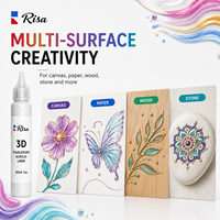Risa - Juego de Pinturas Acrílicas Perladas 3D de 10 Colores y 30 ml con Punta de Precisión para Vidrio, Papel, Lienzo, Piedra y Manualidades