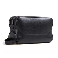 Trousse de toilette en cuir pour hommes Trousse de rasage Sacs avec poches Beaucoup d'espace Pochette de voyage Dopp Kit Fashion Big Zipper Travel Bag