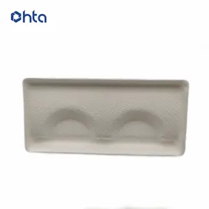 Caja de embalaje de pestañas de pulpa moldeada de caña de azúcar biodegradable con logotipo personalizado