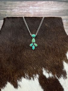 สร้อยคอเงินแท้ทำมือสไตล์ใหม่ประดับด้วยเทอร์ควอยซ์คิงแมน ดีไซน์สำหรับผู้หญิง - Product Image 2