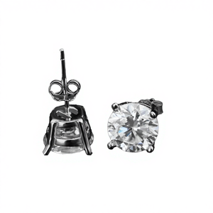 ต่างหูทรงมงกุฎ คลาสสิก ทำจากเงินสเตอร์ลิง ชุบทองคำ 18K สีเหลือง ประดับด้วยมอยส์ซาไนต์ทรงบริลเลียนต์ ขนาด 0.5-2 กะรัต สี D ความสะอาด VVS1 ได้รับการรับรองจาก GRA - Product Image 3