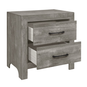 Comodino in Stile Rustico con Finitura Grigia e 2 Cassetti, Arredamento Transizionale per Camera da Letto - Product Image 4