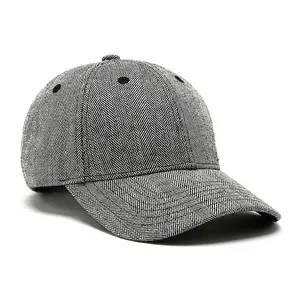 Customizable 6-Panel 3D Embroidered Woolen Cap Winter Summer Ski Waterproof Zig Zag Striped High Leather Mesh Cotton