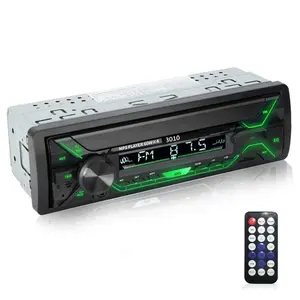 Pemutar MP3 mobil, Universal, Radio Audio mobil 1din Bluetooth Stereo penerima MP3 FM dengan lampu warna-warni kartu AUX/USB/TF