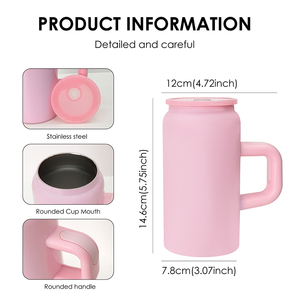 Venta caliente <span class=keywords><strong>16oz</strong></span> sublimación personalizada taza con mango de paja de doble capa de acero inoxidable taza aislada al vacío - Product Image 3