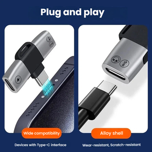 Adaptateur OTG 2-en-1 double USB Type C avec <span class=keywords><strong>prise</strong></span> audio AUX et chargeur DC 30W en alliage d'aluminium pour téléphone portable <span class=keywords><strong>iPhone</strong></span> Pro et ordinateur portable - Product Image 4