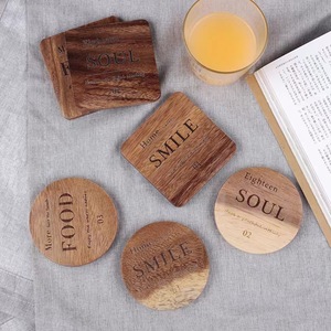 Sous-verres en bois d'acacia carrés et ronds, antidérapants, isolants thermiquement, pour la décoration de la maison - Product Image 1