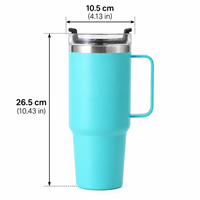 Vente en gros de gobelets isothermes en acier inoxydable à double paroi de grande capacité (40 oz) avec couvercle et poignée pour les voyages en voiture