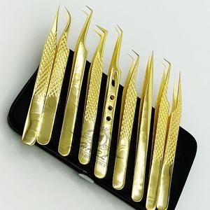 Kit de pinzas de extensión de pestañas con punta puntiaguda de acero inoxidable con diseño antimagnético, herramientas de maquillaje de etiqueta privada de 10mm de longitud - Product Image 1