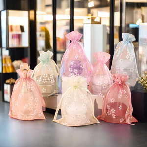 Tas <span class=keywords><strong>Organza</strong></span> pernikahan cetak kustom tas kantong kolor promosi tas hadiah perhiasan - Product Image 2