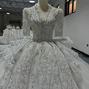 Para Jancember, vestido de baile moderno para mujer, MN216, falda larga con cuentas de lentejuelas y cuello en V con encaje de tren capilla, decoración de cristal - Product Image 2