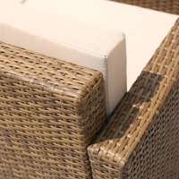 Ensemble de canapés de jardin en osier métallique personnalisé pour l'extérieur, luxe moderne, tissage en aluminium et rotin