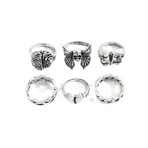 Juego de anillos de esqueleto de mariposa exagerados Vintage para hombre, máscaras de corazón <span class=keywords><strong>roto</strong></span> con <span class=keywords><strong>cerebro</strong></span> Punk gótico, anillo de joyería de moda, estilo de regalos - Product Image 2