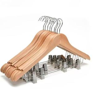 Solid <b>Wood</b> Clothes Hanger Set Natural Color Non Slip <b>Coat</b> And Trouser Hanger Home Hotel Use - Product Image 5