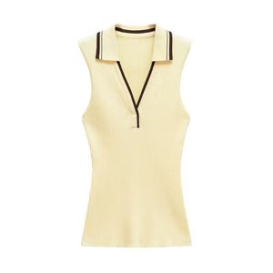 Nouveau Gilet Polo Côtelé Tricoté pour Femme, Style Vintage Sans Manches, Haut Chic - Product Image 4