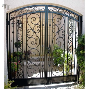 <span class=keywords><strong>Portail</strong></span> d'entrée principal en fer forgé sur mesure TL, <span class=keywords><strong>portail</strong></span> de jardin en fer forgé, portails de cour en métal noir pour entrées cintrées - Product Image 2