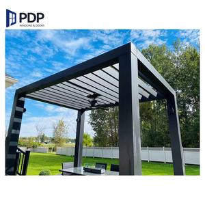Pergola en aluminium imperméable de luxe, auvent rétractable, toit à lames en <span class=keywords><strong>bois</strong></span>, gazebo de patio extérieur de luxe pour villas, pavillon - Product Image 3