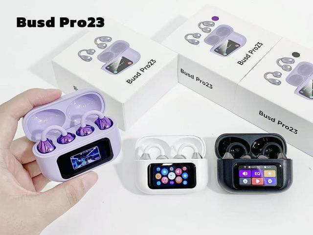 2026 New Busd Pro23 OWS Open Ear Clip Earbuds, Touch Screen, LED Touchscreen Bt 5.4, Sports Wireless Headphones Low Power TWS