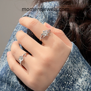 Minimalist Flower <b>Ring</b> 925 Sterling <b>Silver</b> Lightweight Simple Elegant Women Jewelry Gift Dainty Floral Design Everyday Wear - Product Image 1