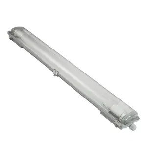 T8 2*18W tube lights IP65 ABS housing PC diffuser stainless steel clips empty housing LED tri-proof light