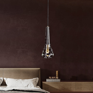 โคมไฟระย้าคริสตัลทรงสี่เหลี่ยมผืนผ้าทองแดงแท้ สไตล์หรูหราเบาๆ ดีไซน์ใหม่แบบโพสต์โมเดิร์น สร้างสรรค์และมีเอกลักษณ์ เหมาะสำหรับห้องนอน ข้างเตียง บาร์ คาเฟ่ - Product Image 1