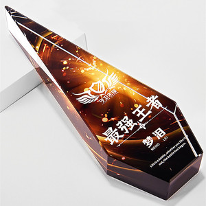 Trophée en cristal transparent haut de gamme à dégradé d'encre, <span class=keywords><strong>plaque</strong></span> en forme de cône de glace à facettes vives, design couleur personnalisé - Product Image 2