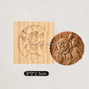 Cutter Wooden Gingerbread Cookie Moulds Press 3D Cake Embossing Baking Mold Rose Flower Cutter Bakery Gadgets Wooden Cookie Mold