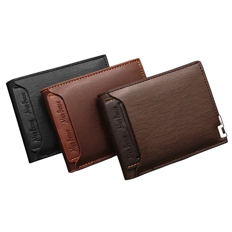 Fashion Casual Business PU Leather Card Holder Iron Short Wallets Vintage Wallet Card with Coin Purse for Men
