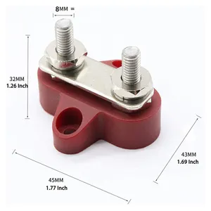 Batterij Terminal Studs M8 Spiraal Vaste Draad Connector Zwart En Rood Terminal Bouten Bus Bar Voor Auto Rv Jacht Auto truck