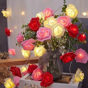 Guirlande lumineuse LED en forme de rose de 1,5 m, alimentée par USB, pour mariage, fête, anniversaire, festival, décoration intérieure et extérieure - Product Image 5