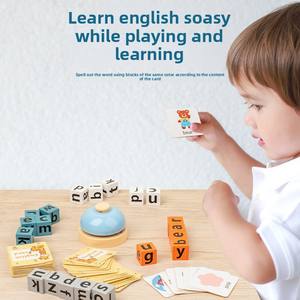 Juego de Palabras en Inglés Montessori, Juego de Ortografía con Tarjetas de Dibujos Animados de Madera, Juguete Educativo para Niños de 4 a 6 Años - Product Image 3