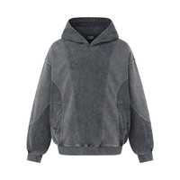 Cardigan à capuche délavé pour homme, style ample, avec fermeture éclair oblique et design de couture déstructuré, vente en gros