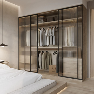 ตู้เสื้อผ้าประตูกระจก Moden ตู้เสื้อผ้าไม้แบบกำหนดเองสำหรับห้องนอนตู้เสื้อผ้า - Product Image 6