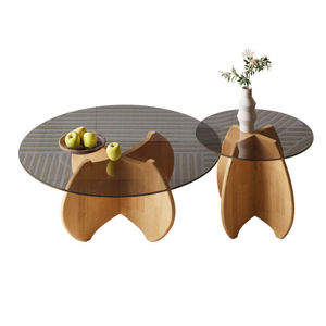 NKAHS Tempered Glass <b>Coffee</b> <b>Table</b> Set Modern Minimalist Light Luxury <b>Round</b> <b>Table</b> <b>Small</b> Space Home Dual-Size Combina - Product Image 1