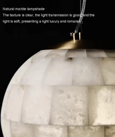 Suspension LED Moderne en Cuivre avec Globe Décoratif en Marbre Espagnol Effet Flocon de Neige Naturel, Hauteur Réglable, Luminaire en Albâtre
