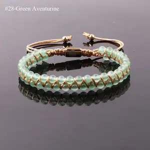 High Quality 4mm Natural Stone Quartz Agate Gemstone Double Layer Braided Custom Logo Beaded Macrame Bracelet JBS12491