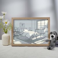 Dreifach Einstellbarer LED-Bilderrahmen mit Öko-Design, Batterie Inklusive, Modernes Einfaches Landschafts-Nachtlicht, Schwarzes MDF