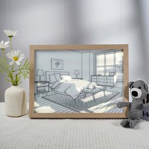 <span class=keywords><strong>Cadre</strong></span> <span class=keywords><strong>photo</strong></span> LED artistique à trois modes réglables, design écologique, batterie incluse, lumière nocturne moderne et simple, paysage, noir MDF - Product Image 2