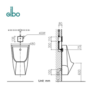 Vanne de chasse d'eau automatique à capteur de détection automatique pour urinoir encastré, design moderne, économie d'eau, Gibo-8200M, pour salle de bain, maison, hôtel - Product Image 5