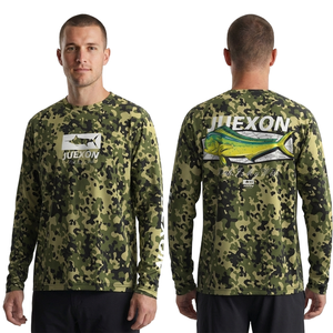 เสื้อยืดตกปลาลายพรางป่ามาฮีมาฮีน้ำหนักเบาป้องกันแสงแดด UPF50+ เสื้อเชิ้ตแขนยาวผู้ชายกันน้ำ - Product Image 1