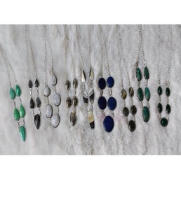 Premium <b>Handmade</b> Zinc Alloy Natural Stone Teardrop Gemstone <b>Necklace</b> for Women Classic Elegant Design Office Casual Party Wear - Product Image 3