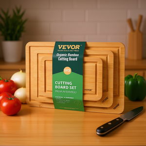 Ensemble de 3 planches à découper en bambou Vevor, bois organique de qualité supérieure, pour hacher, servir et utiliser en cuisine - Product Image 2
